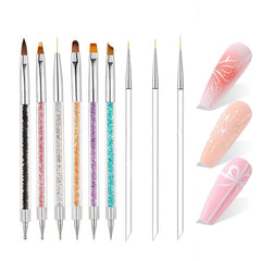 HomTop set de pinceles para uñas 9 en 1, vista del kit para bricolaje y manicura profesional