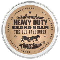 Bálsamo Honest Amish para barba en lata de 2 oz suaviza y acondiciona.