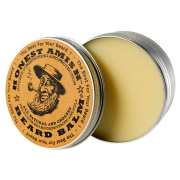 Honest Amish Bálsamo para barba, lata grande; favorece la longitud y aporta brillo