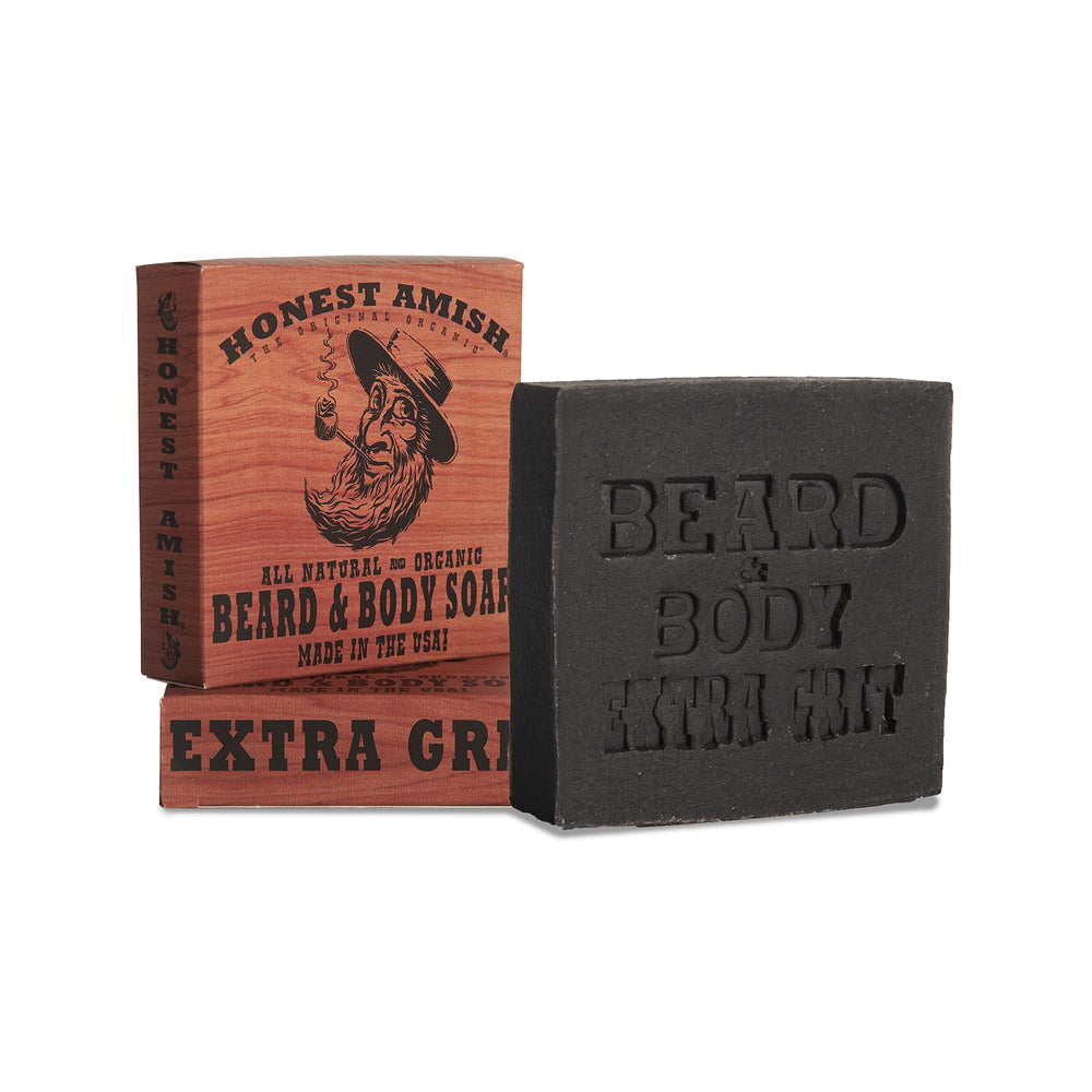Honest Amish barra con textura de grano grueso para exfoliación eficaz.