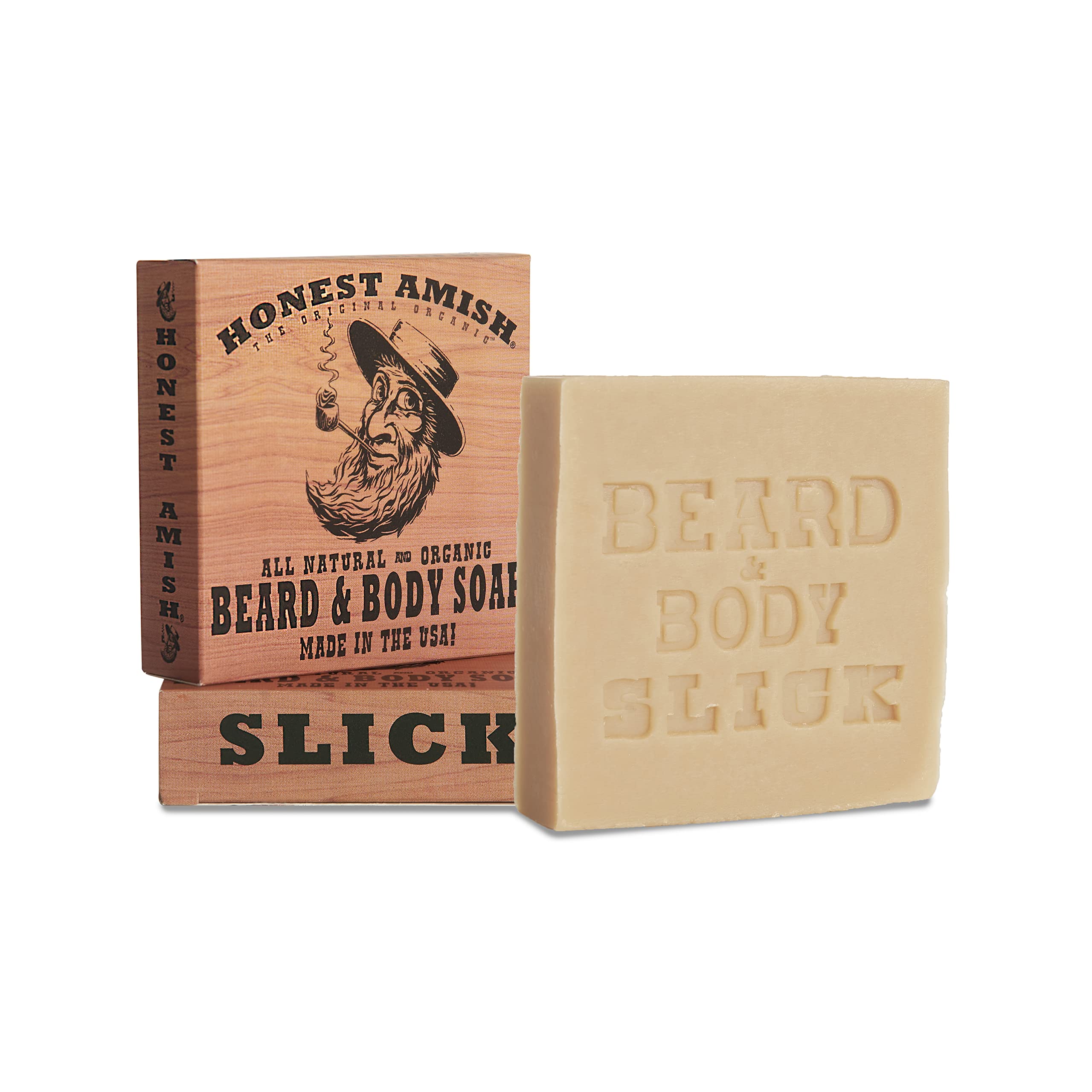 Honest Amish Jabón Slick con espuma cremosa para rostro y barba suave.