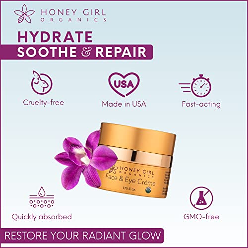 Aplicación diaria de Honey Girl Organics en rostro y contorno de ojos.