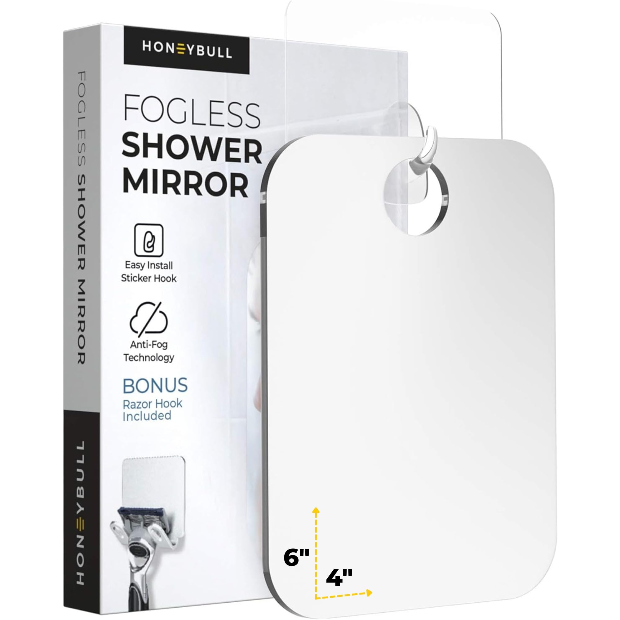 Espejo HoneyBULL antivaho para afeitado, claridad en duchas calientes.