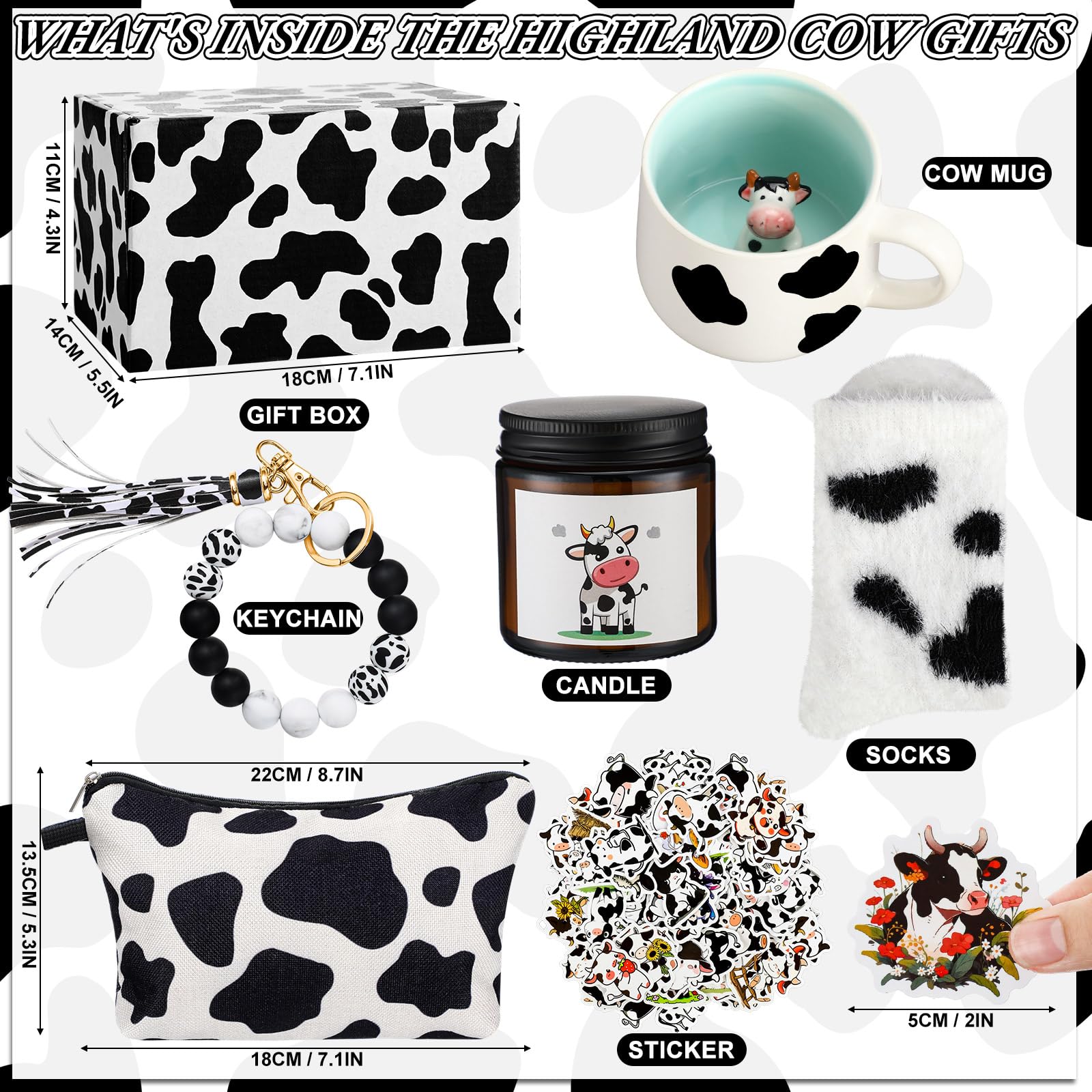 Honeydak cow gifts set fluffy socks, cozy warmth for daily wear