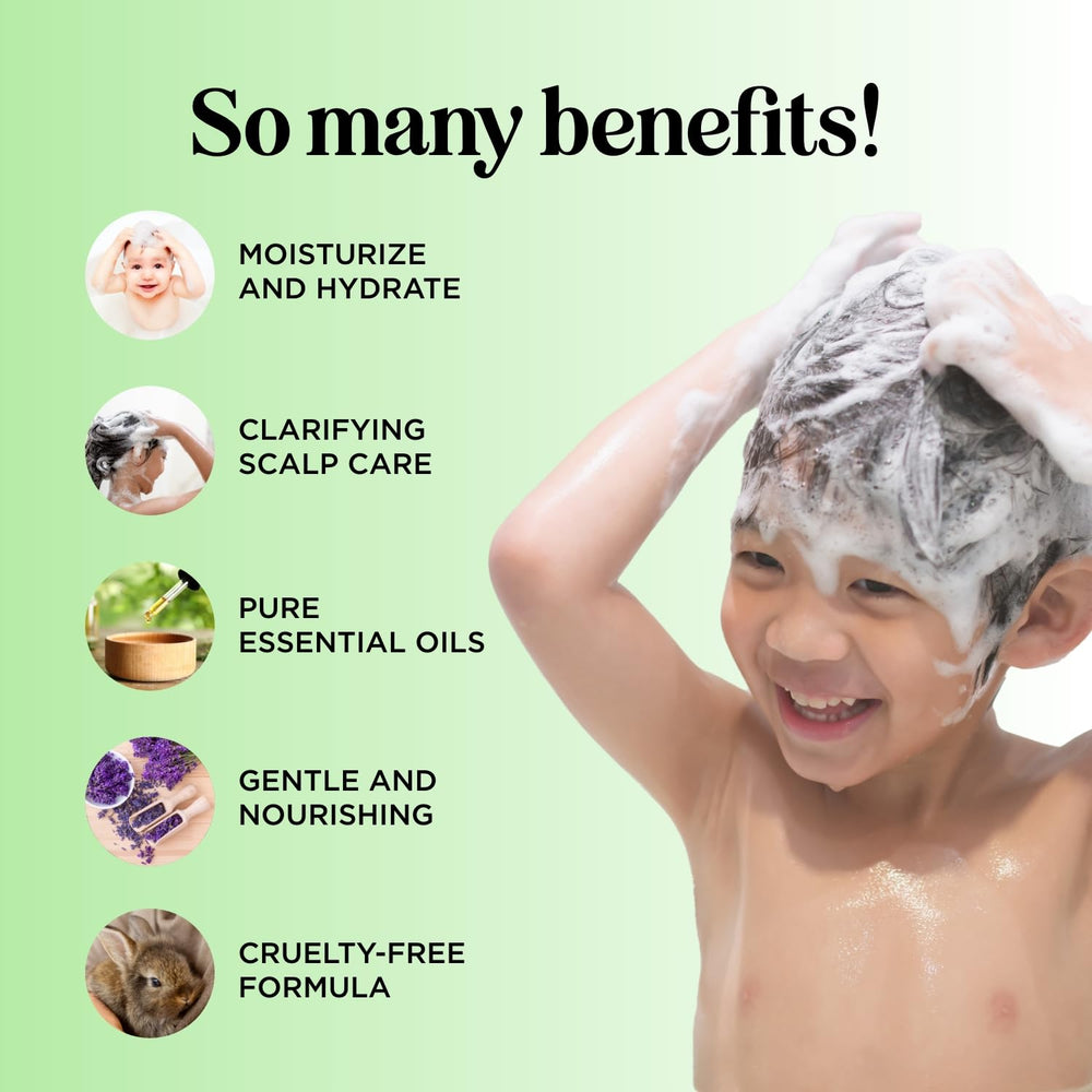 Etiqueta del champú Honeydew para niños, ingredientes naturales visibles