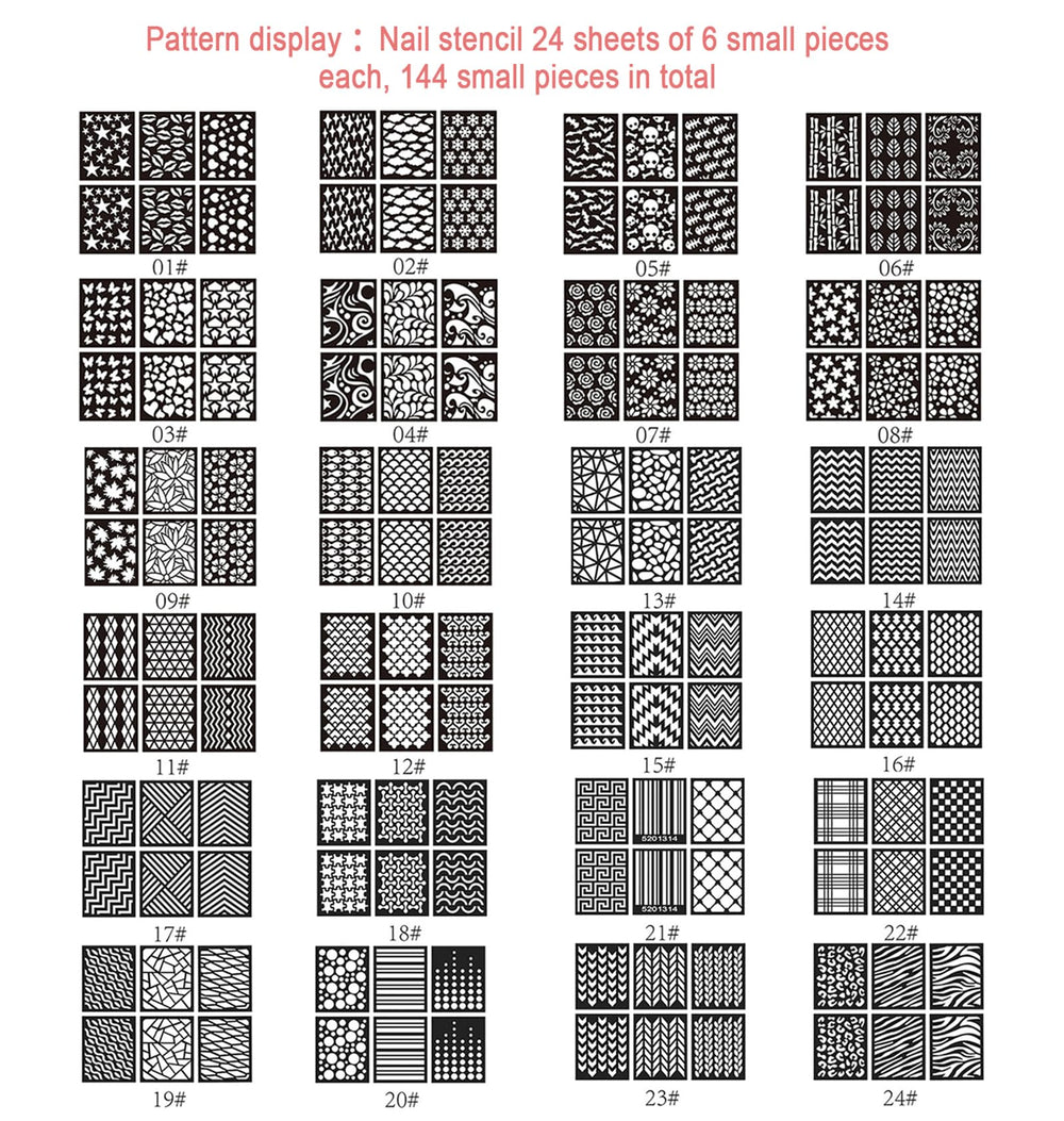 Hongcaup stencils: 72 diseños para estilos únicos sin manchas en uñas.