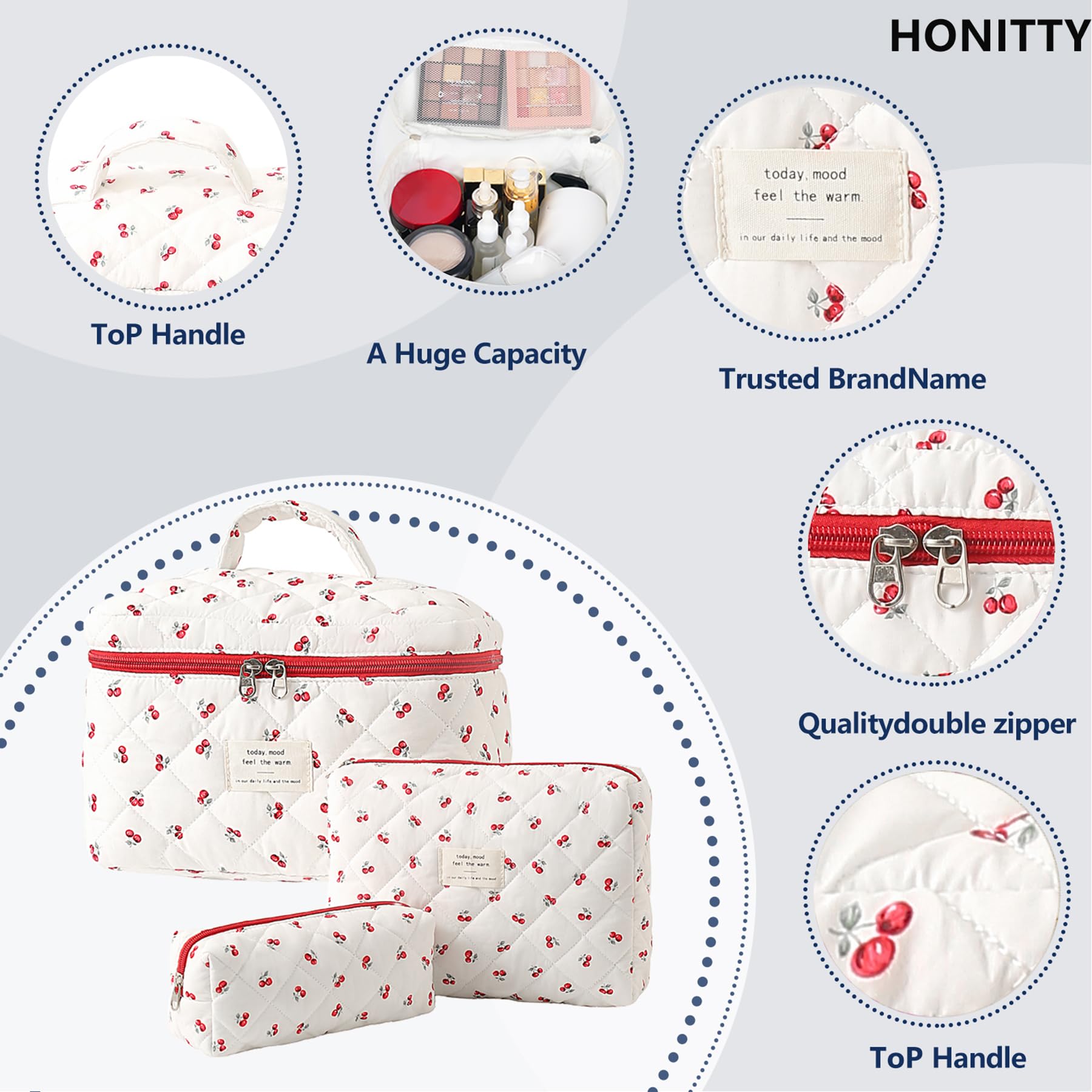 bolsa cosmética honitty, ligera y plegable para viajar con facilidad.