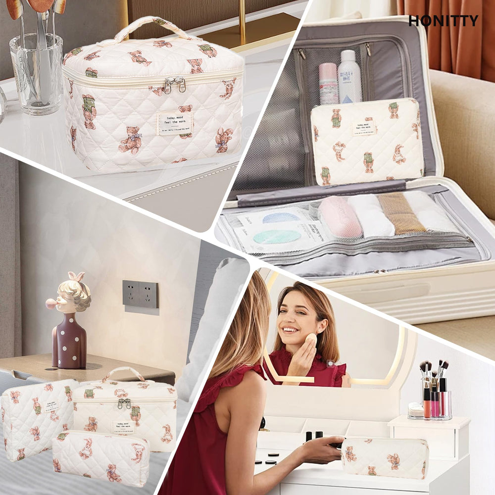 Honitty bolsa cosmética para viaje, ligera y duradera en algodón suave