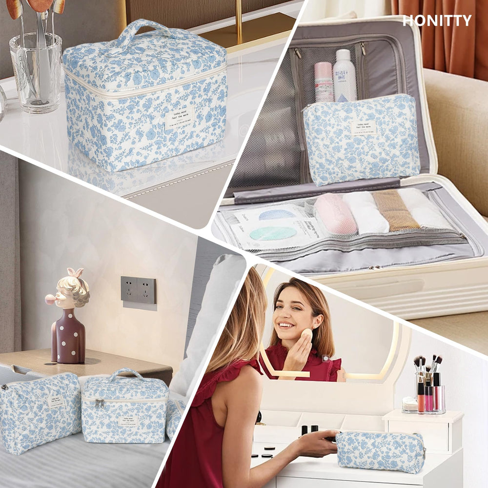 Honitty bolsa cosmética floral para viaje, organización versátil para cosméticos y accesorios.