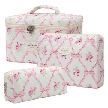 honitty bolsa maquillaje acolchada floral, ideal para transportar cosméticos en viajes