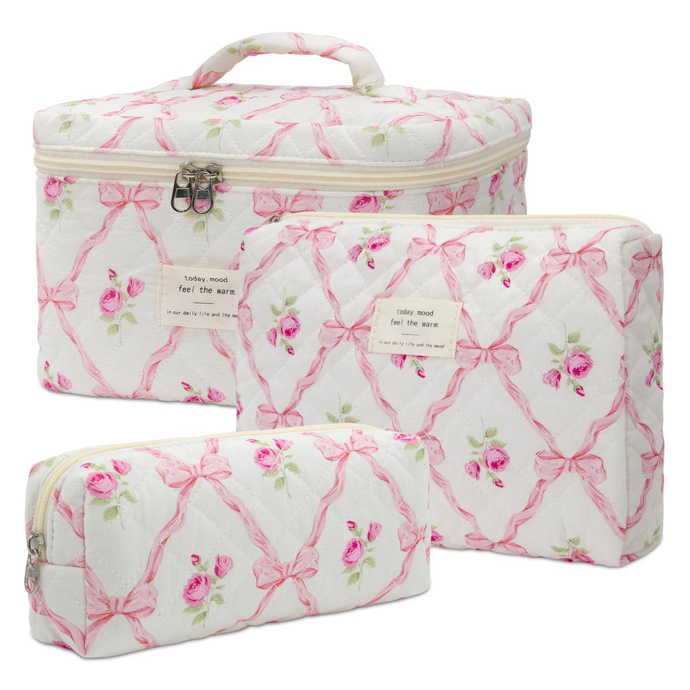 honitty bolsa maquillaje acolchada floral, ideal para transportar cosméticos en viajes