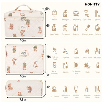 Honitty bolsa de maquillaje acolchada floral mediana, ideal para uso diario y salidas