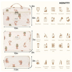Honitty bolsa de maquillaje acolchada floral mediana, ideal para uso diario y salidas