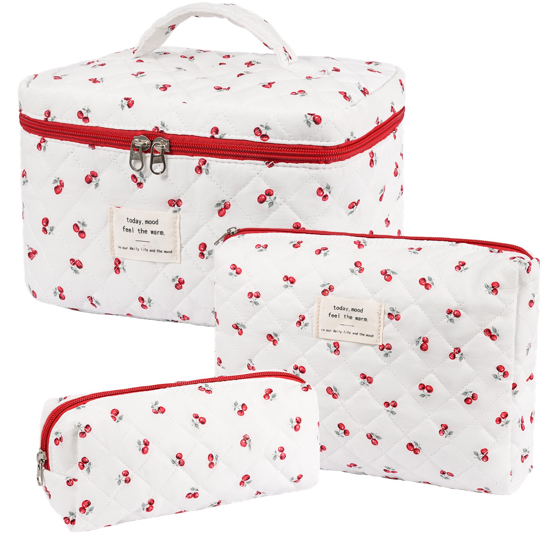 honitty bolsa maquillaje acolchado con patrón floral para organizar en casa o de viaje.