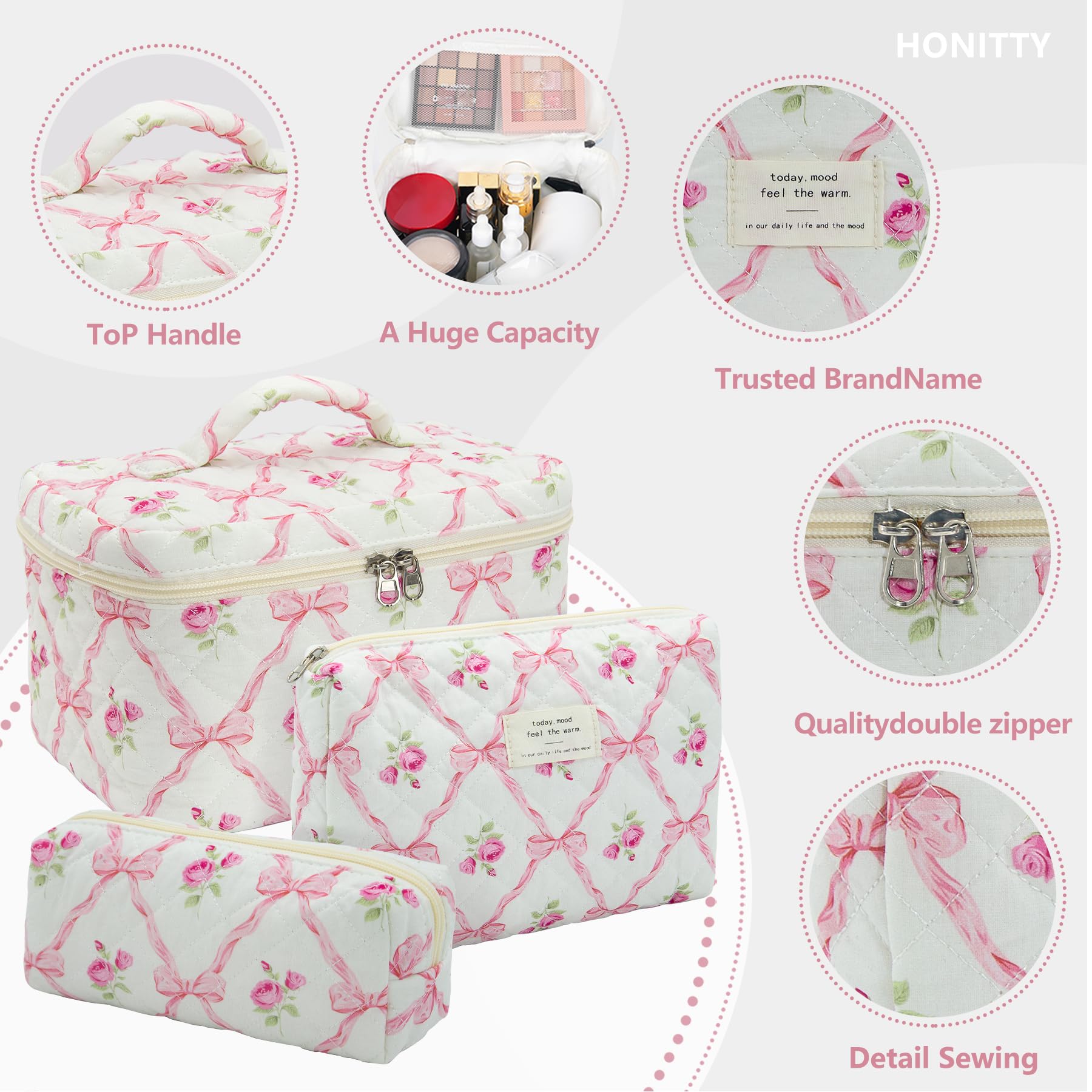 honitty bolsa maquillaje algodon liviana para viaje diario