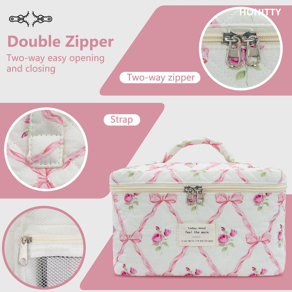 honitty bolsa maquillaje durable con disenio floral y cierre suave