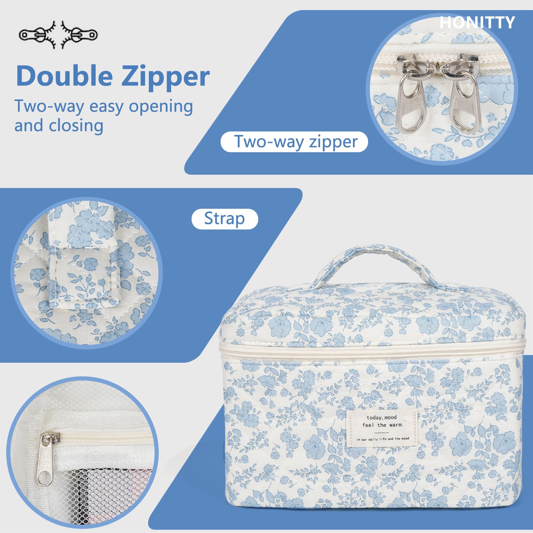 Honitty bolsa maquillaje pequeña y ligera, tamaño compacto para llevar en bolso.