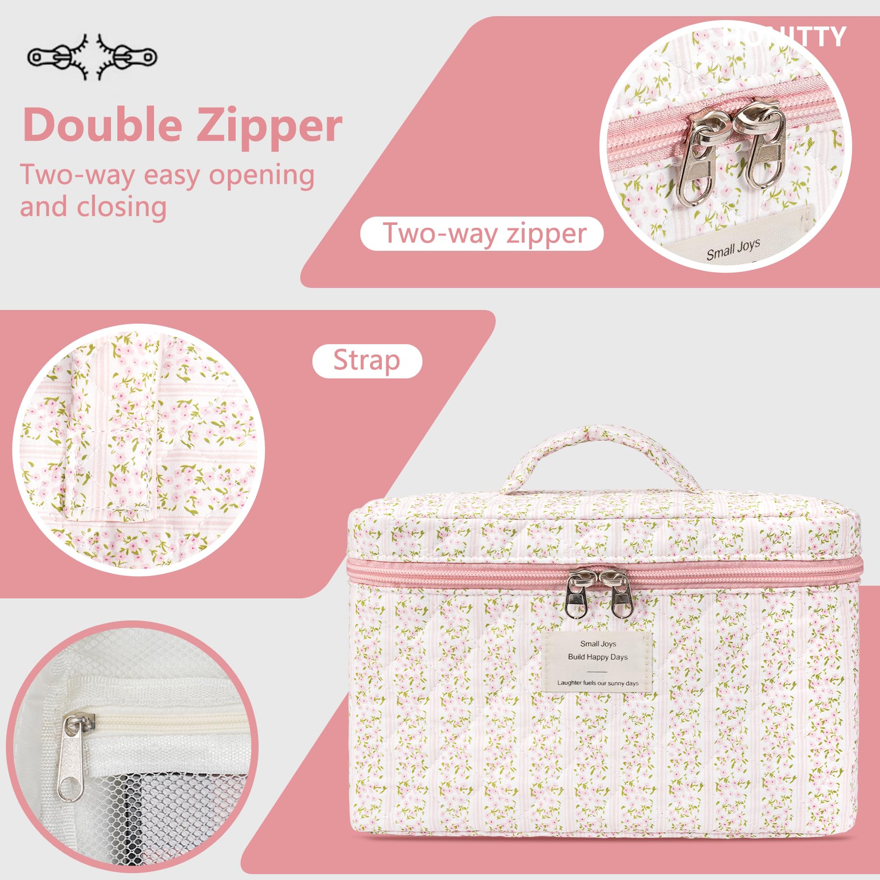 Honitty bolsa de maquillaje pequeña, ligera y fácil de guardar.