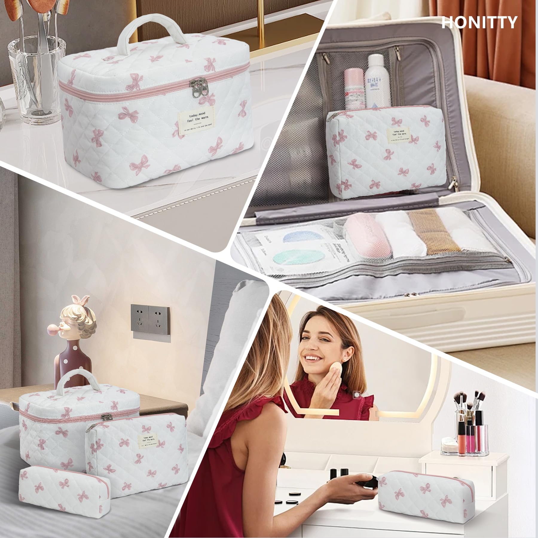 Bolsa maquillaje Honitty para uso diario y viajes.