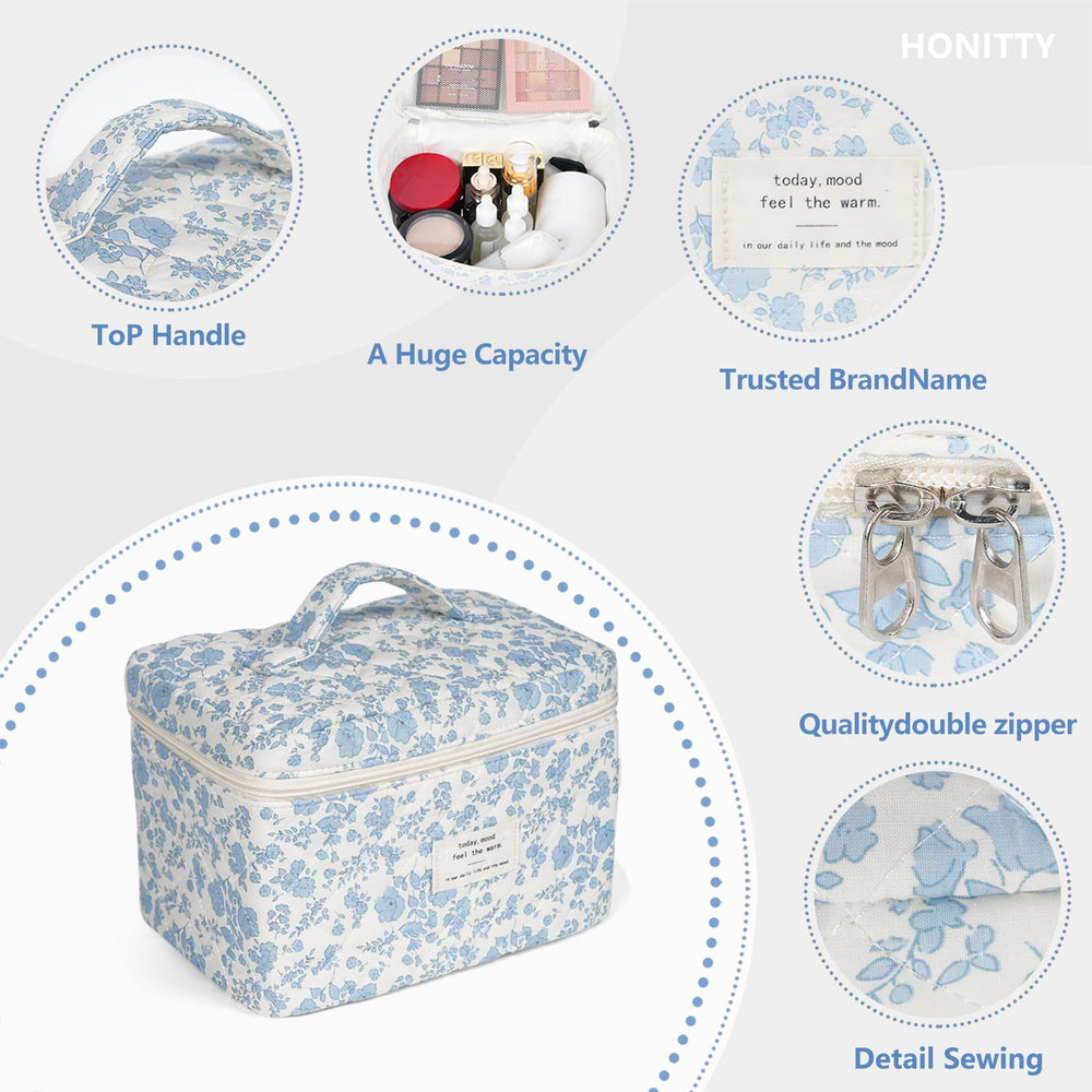 Honitty bolsa maquillaje viaje plegada, tamaño compacto para maletas sin ocupar mucho espacio.