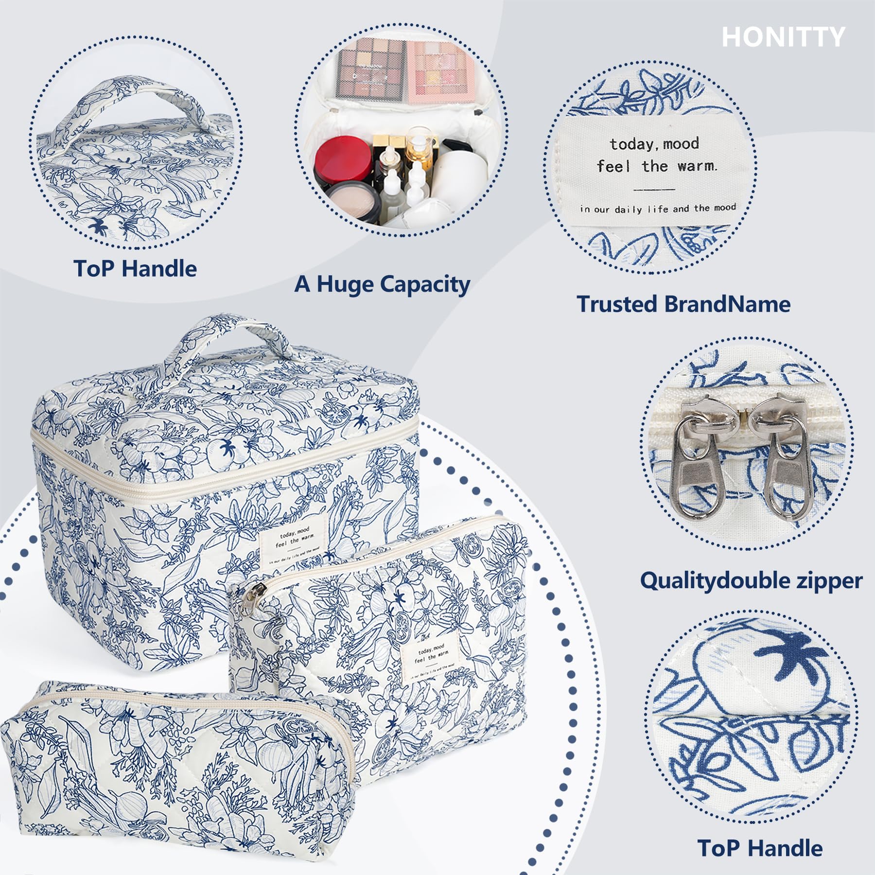 Honitty bolsa de viaje para cosméticos, ligera y portátil para llevar.