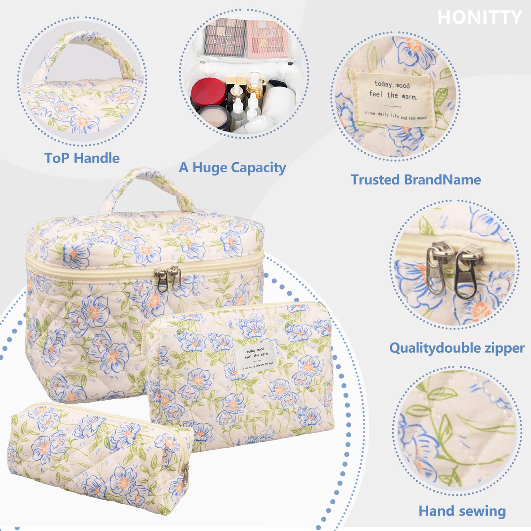 Bolsas de cosméticos de Honitty para viaje, ligeras y plegables.