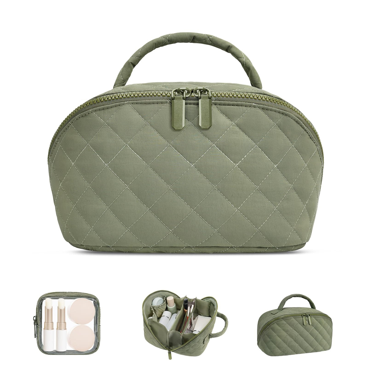 Honitty bolso maquillaje con diseño 180 grados plano para acceso rápido