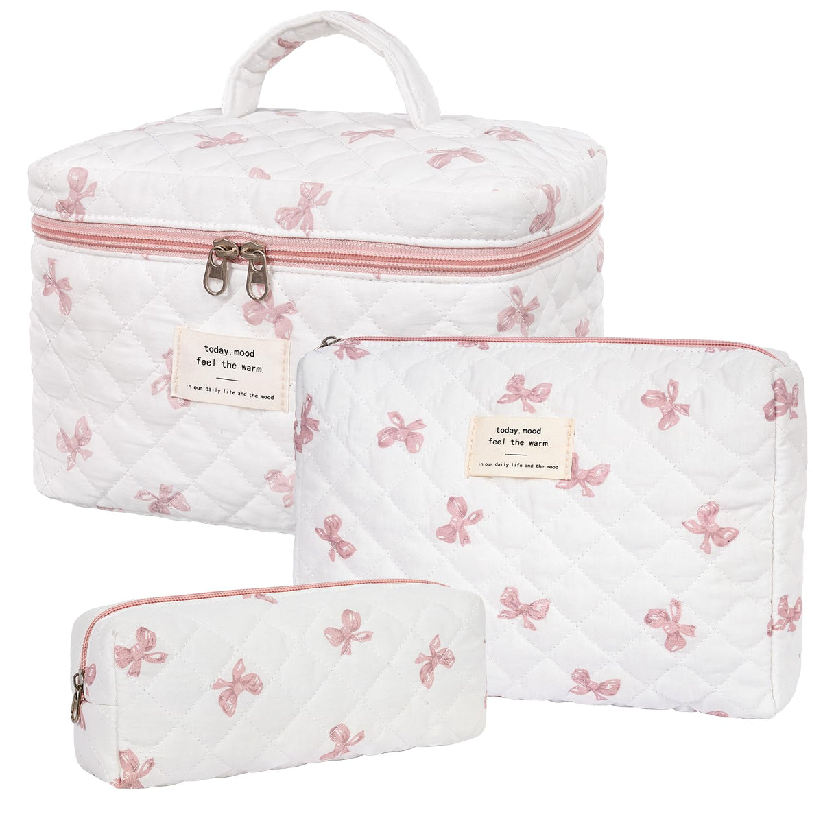 Honitty bolso maquillaje acolchado con estampado floral, ideal para viaje.