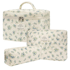 Honitty bolso de maquillaje acolchado floral grande para viaje y organización.