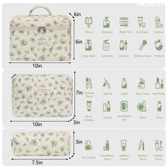 Honitty conjunto de 3 bolsos de maquillaje con tamaños diferentes para ordenar artículos.