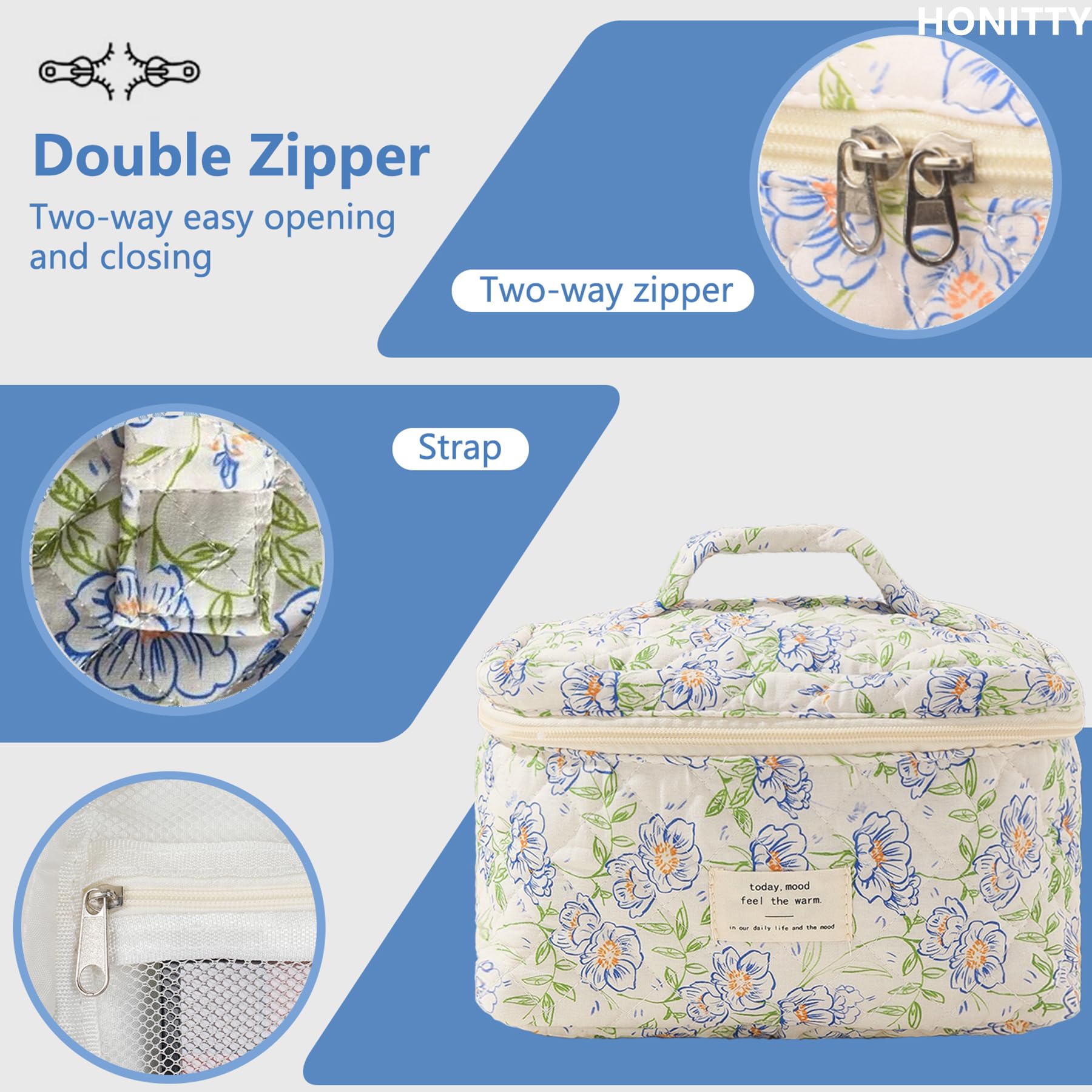 Estuche floral de Honitty, duradero con cremallera suave para uso diario.