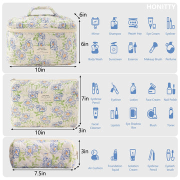 Conjunto Honitty de tres bolsas para ordenar maquillaje y accesorios en viaje.