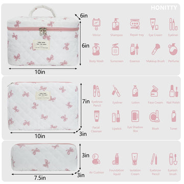 Kit Honitty de maquillaje con tres tamaños para organizar cosmeticos.