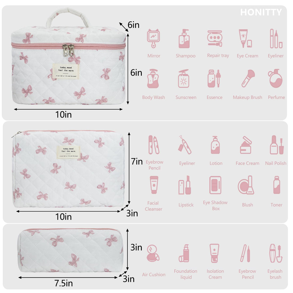 Kit Honitty de maquillaje con tres tamaños para organizar cosmeticos.