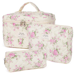 Honitty neceser maquillaje floral grande, ideal para viajar con cosméticos voluminosos.