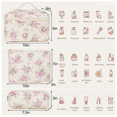 Honitty neceser maquillaje floral mediano, perfecto para organización diaria.