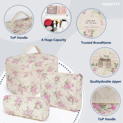 Honitty neceser maquillaje floral pequeño, para objetos esenciales.