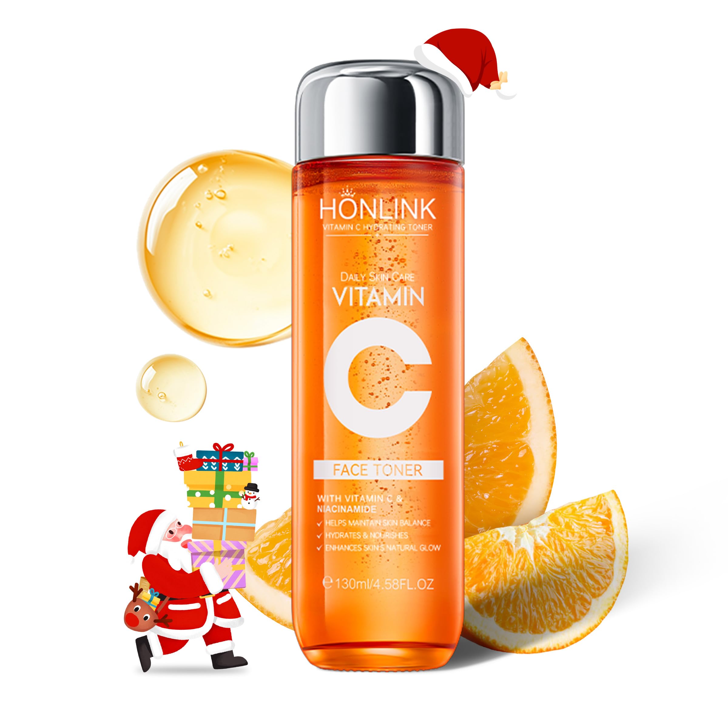 HONLINK 5X Vitamina C Toner en embalaje elegante, ideal regalo navideño.