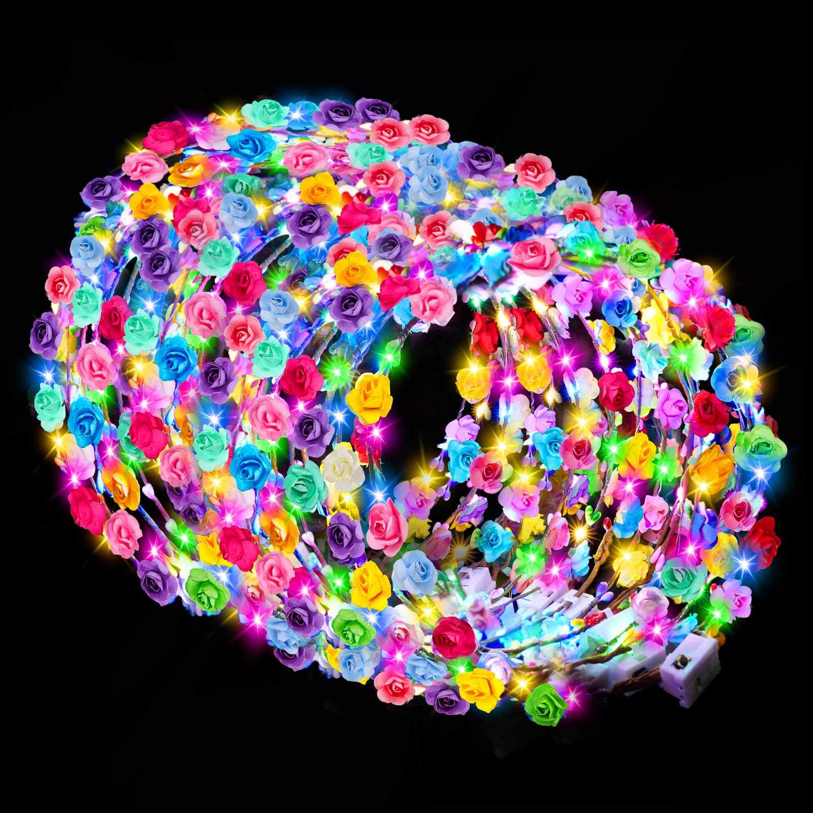 Corona de flores LED HONLYNE de 100 piezas, ideal para fiestas y bodas