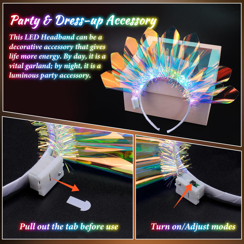 Diadema LED HONLYNE para concierto o rave con iluminación destacada.