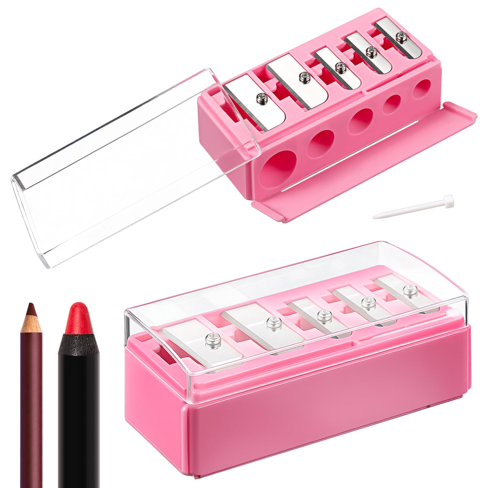 Honoson afilador cosmético de 5 agujeros rosa, ideal para cejas y delineador