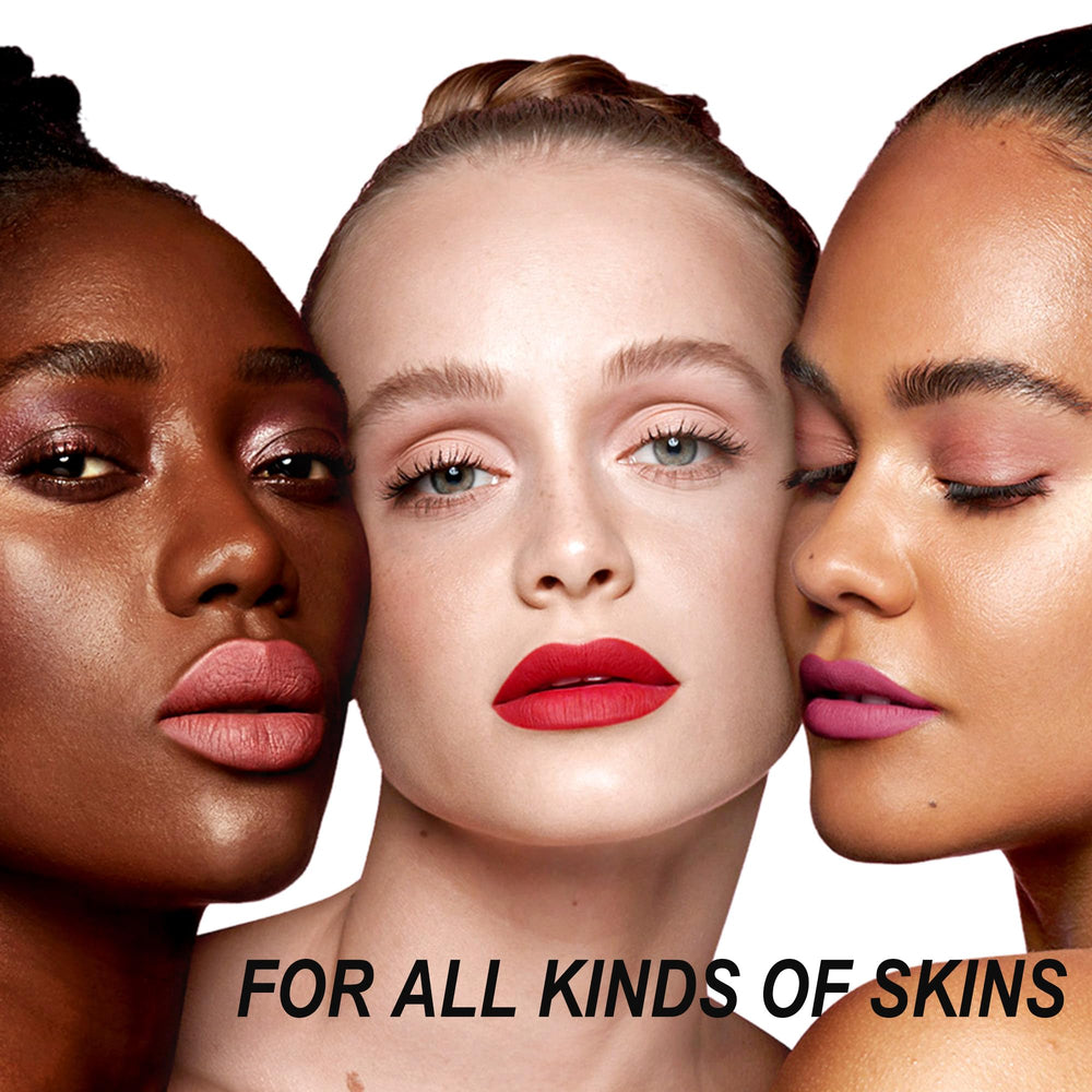 HOOMUSS 21-shades matte lipcolor range display for diverse undertones.