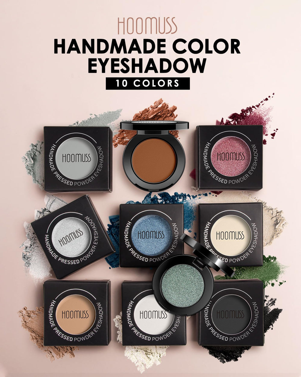 HOOMUSS gama de 25 tonos morados para maquillaje de ojos.