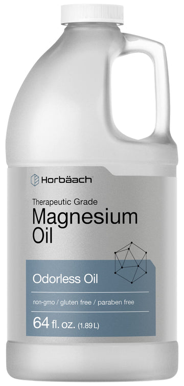 Aceite de Magnesio Horbäach, botella de 64 oz, uso tópico posible.