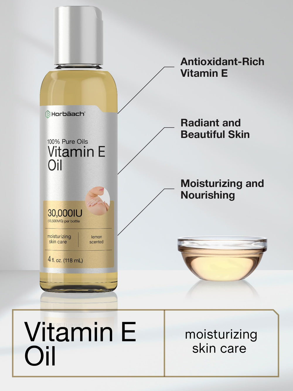 Horbaach Aceite de Vitamina E con aroma a limón, sensación refrescante