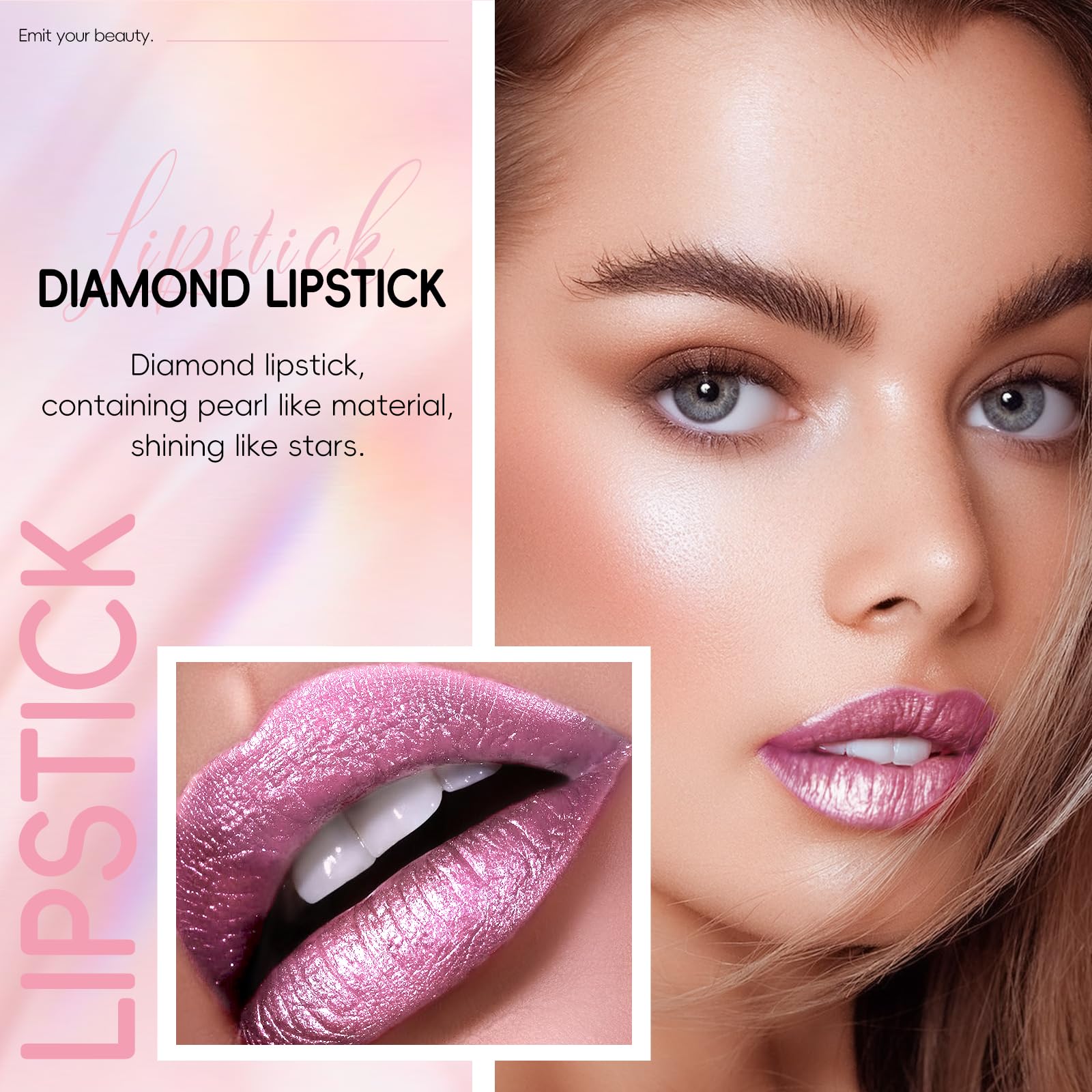 Labial HOSAILY efecto diamante tono marfil para brillo suave y duradero.