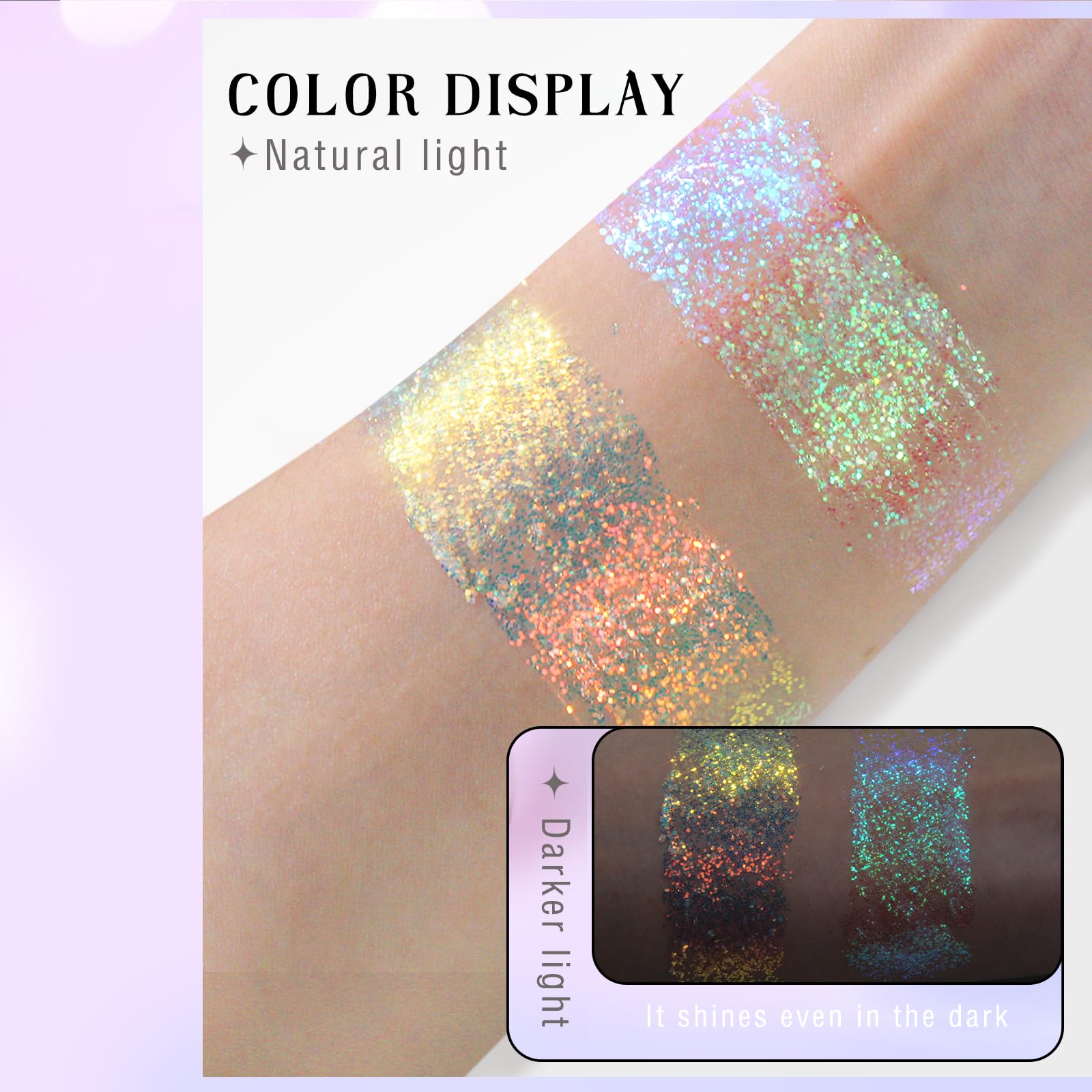 HOSAILY brillo hologográfico para cabello y uñas, ideal para looks festivos.