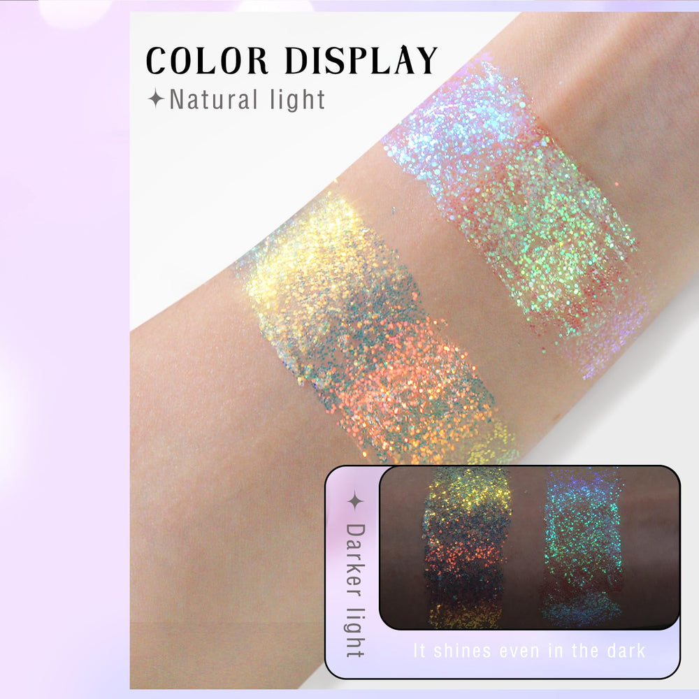 HOSAILY brillo hologográfico para cabello y uñas, ideal para looks festivos.