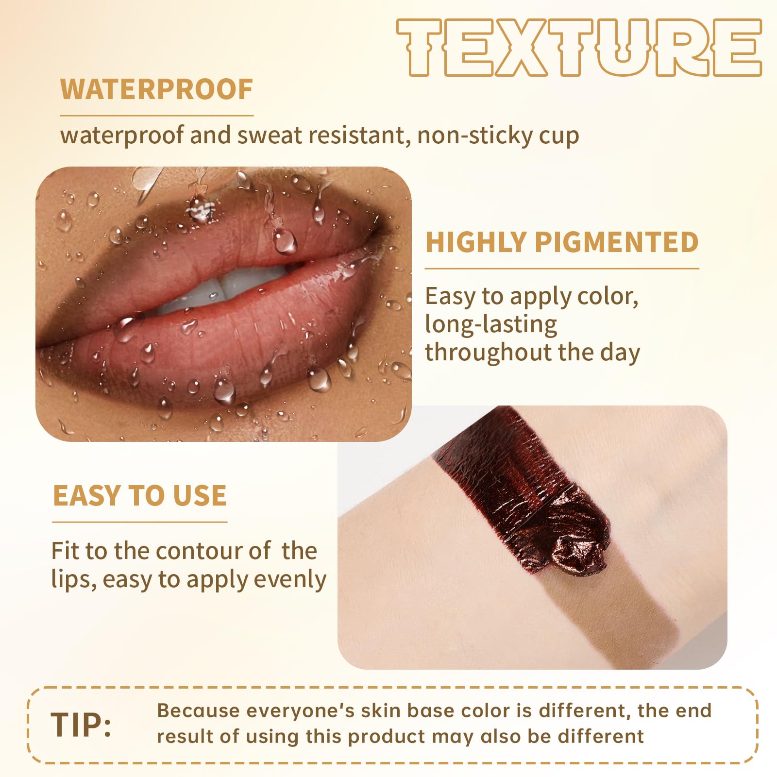 Hosaily lip gloss close-up on lips with smooth hydrated finish