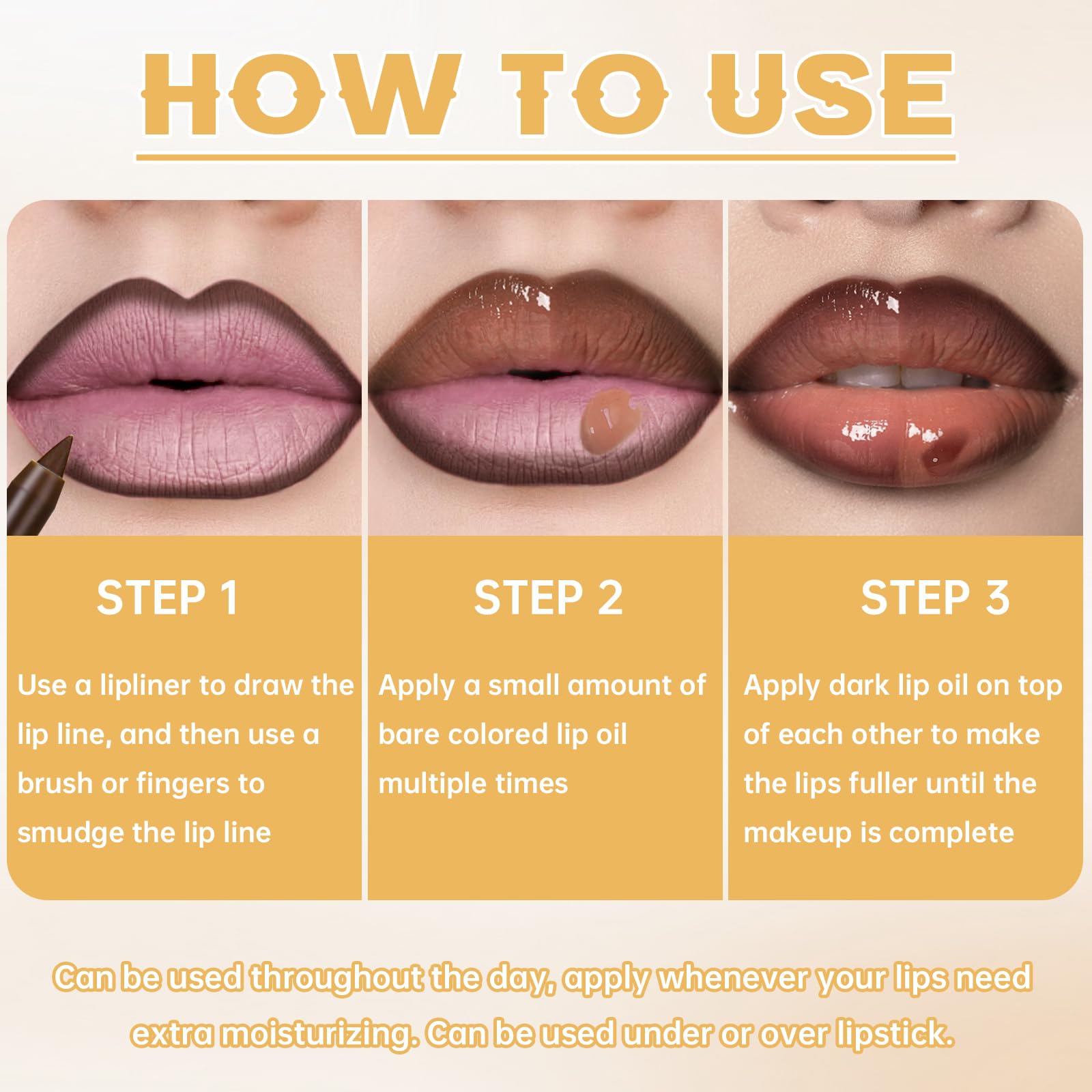 Look diario con brillo labial HOSAILY para un acabado brillante.